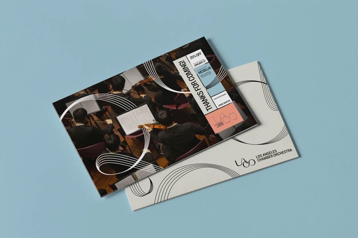 LACO brochure mockup on a blue background