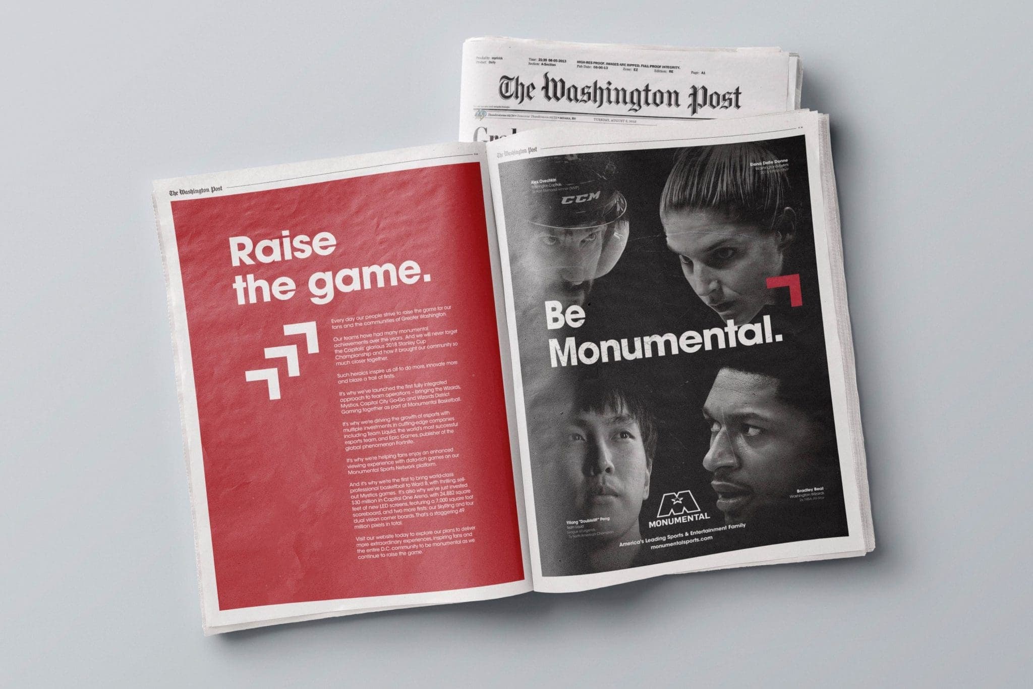 Monumental newspaper advertising mockup
